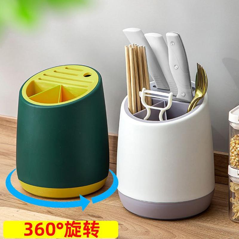 Kitchen Rotating Knife Holder Knife Storage Rack Kitchen Knife Integrated Storage Box Household Multi-Functional Table Top Chopsticks Holder Chopsticks Cage full figure