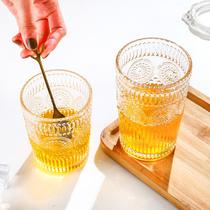 embossed glass cup transparent golden edge sunflower glass cup with hand gift wine cup coffee cup juice cup