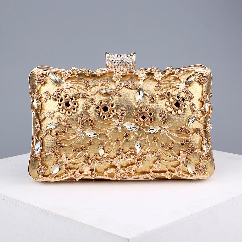 Cross-Border Amazon Hot Diamond Evening Bag European and American Ladies Retro Banquet Bag Hand-Held All Match Dress Evening Bag