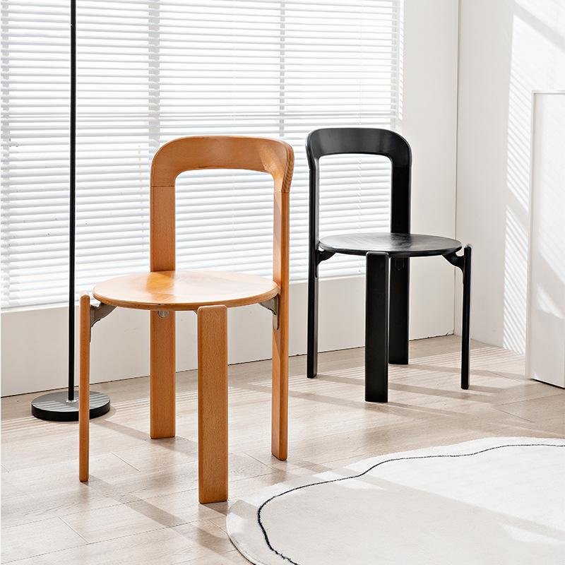 Nordic Light Luxury Solid Wood Dining Chair Modern Simple Home Dining Table and Chair Small Apartment Stackable Restaurant Color Chair