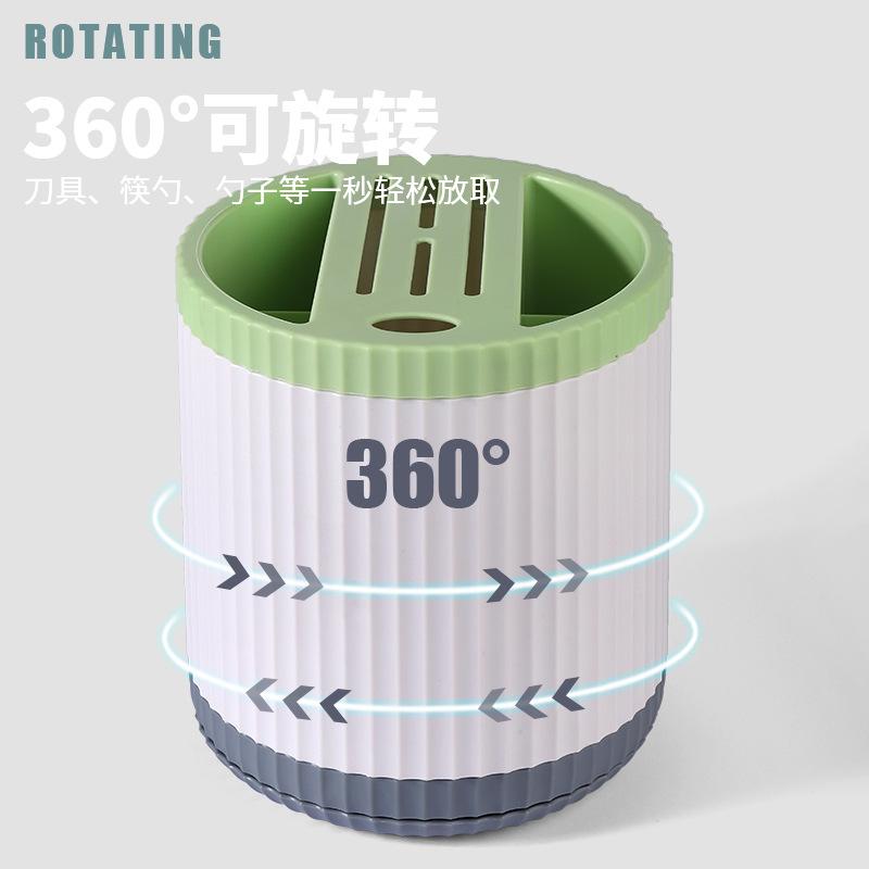 Integrated Draining Storage Rack Rotating Knife Holder Household Multi-Functional Table Storage Artifact Kitchen Knife Chopsticks Box details Picture