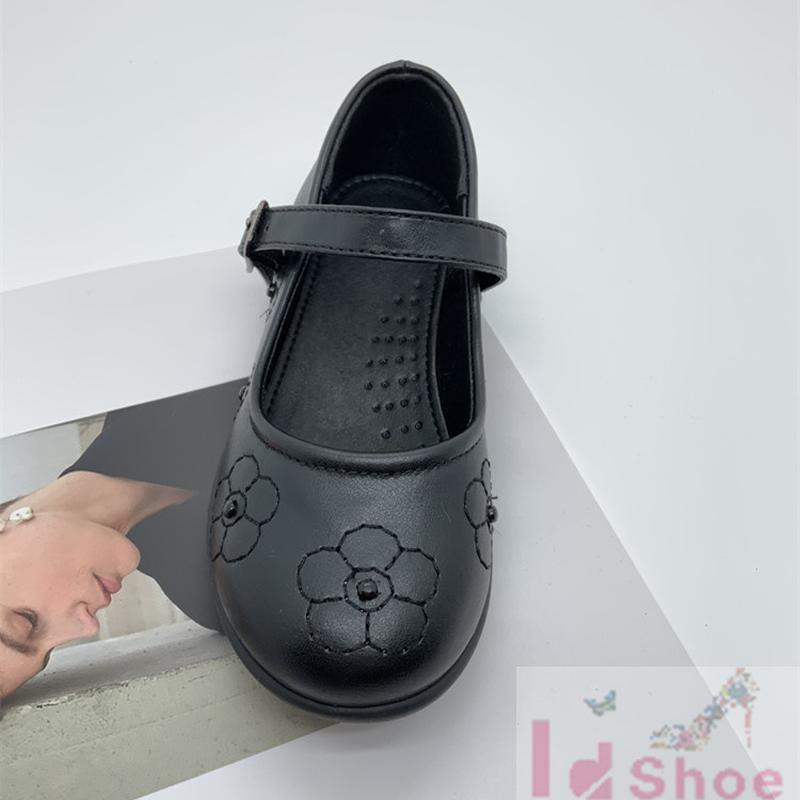 Guangzhou Foreign Trade Student Shoes Handcraft Shoes Spring and Summer Black Shoes Lady Buckle Cute Flowers Student Shoes for Children