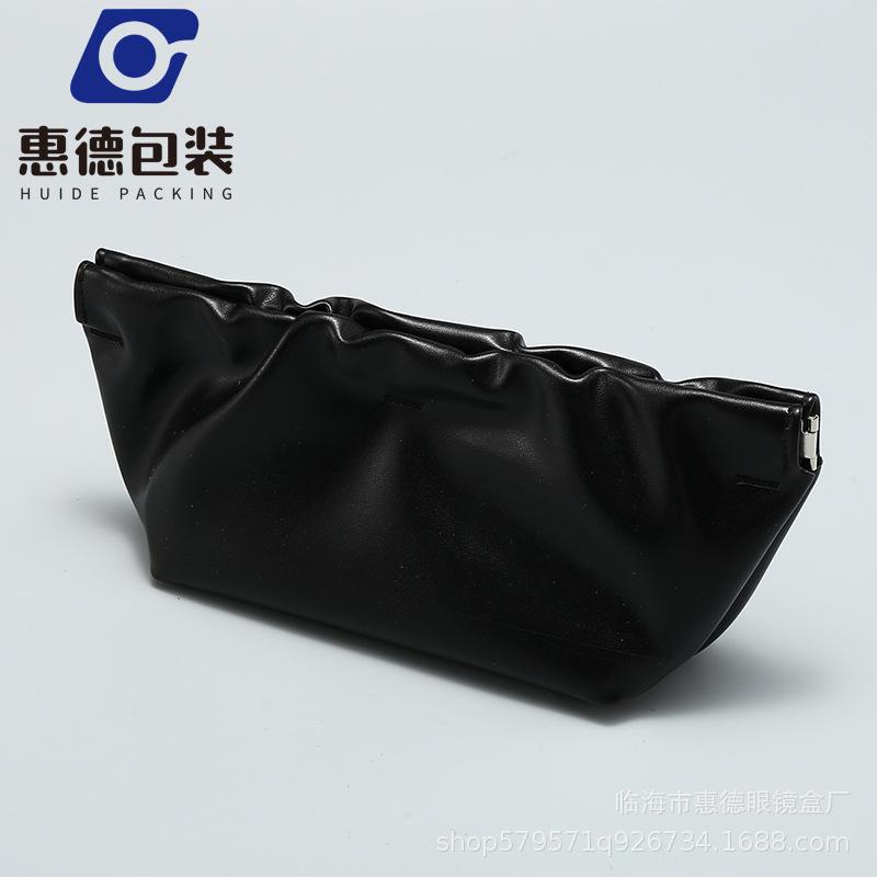 厂家批发 GM新款黑色皮弹簧云朵包太阳眼镜收纳包 大容量眼镜盒细节图