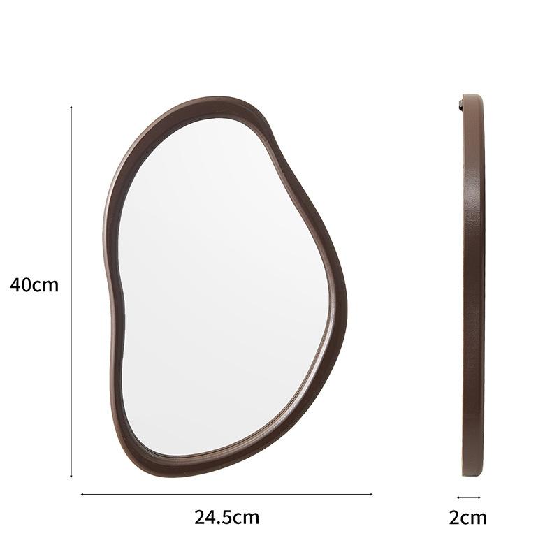 cross-border nordic style makeup mirror irregular quadrangle wooden mirror living room bedroom bathroom mirror decorative mirror wall-hanging mirror Application Scenario
