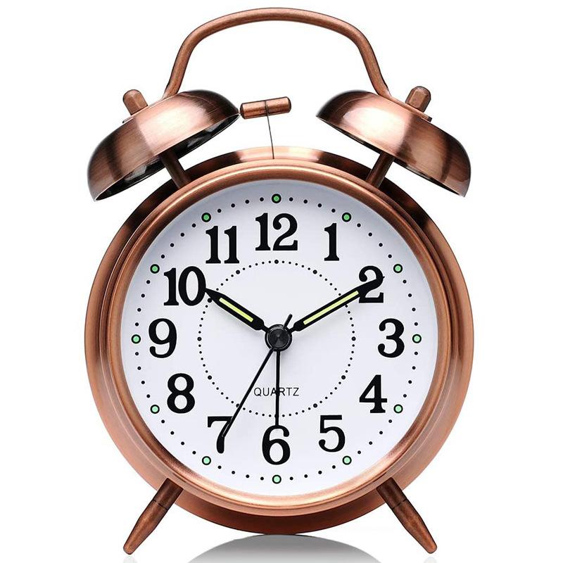 4 inch retro alarm clock battery powered double bell mute walking time antique alarm clock