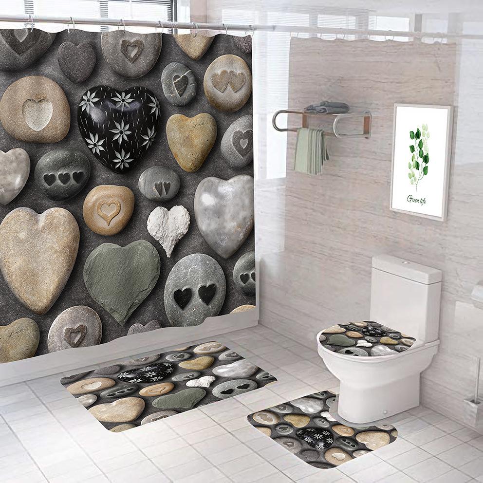 [xinsun] 3d digital printing polyester waterproof shower curtain floor mat three-piece nordic style feather graphic