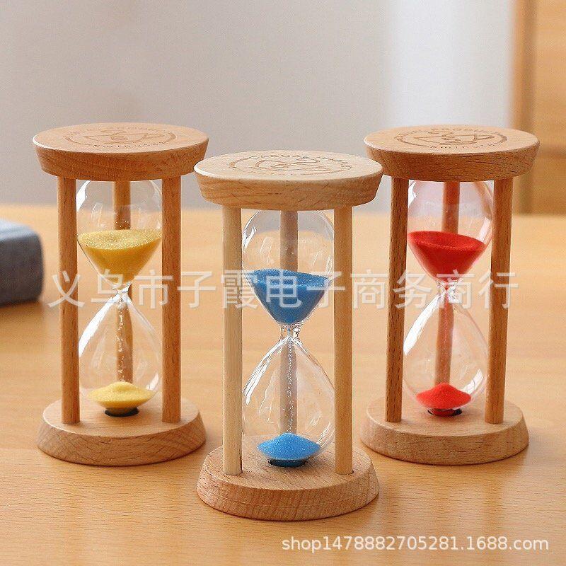 wholesale hourglass 30 minutes wooden three-column round small hourglass creative time timing glass sand clock ornaments