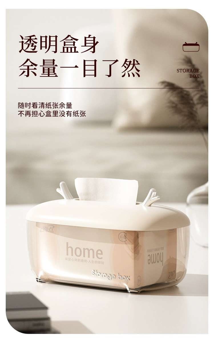 Y218-JX2301 Antler Light Luxury Tissue Box, transparent storage box for living room and bathroom tissues, face towels and masks detail image 8