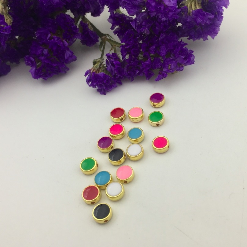 diy jewelry accessories wholesale, double-sided oil-dripping 8mm round loose bead plastic material source manufacturer detail image 4