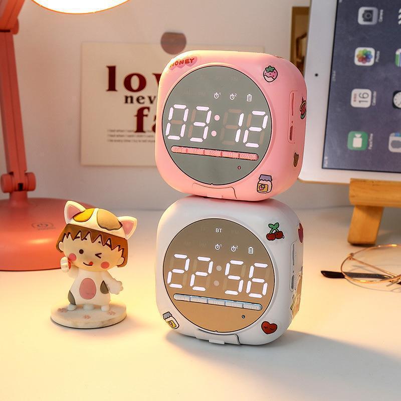 alarm clock bluetooth speaker mini home high volume outdoor subwoofer multifunctional cute girl small speaker