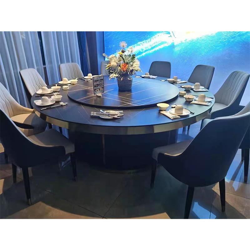 hotel high-end electric dining table affordable luxury fashion luxury stone plate large round table club restaurant compartment electric dining table and chair