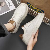 men's white shoes 2024 new summer breathable trendy versatile men's casual leather shoes men's white shoes sports board shoes