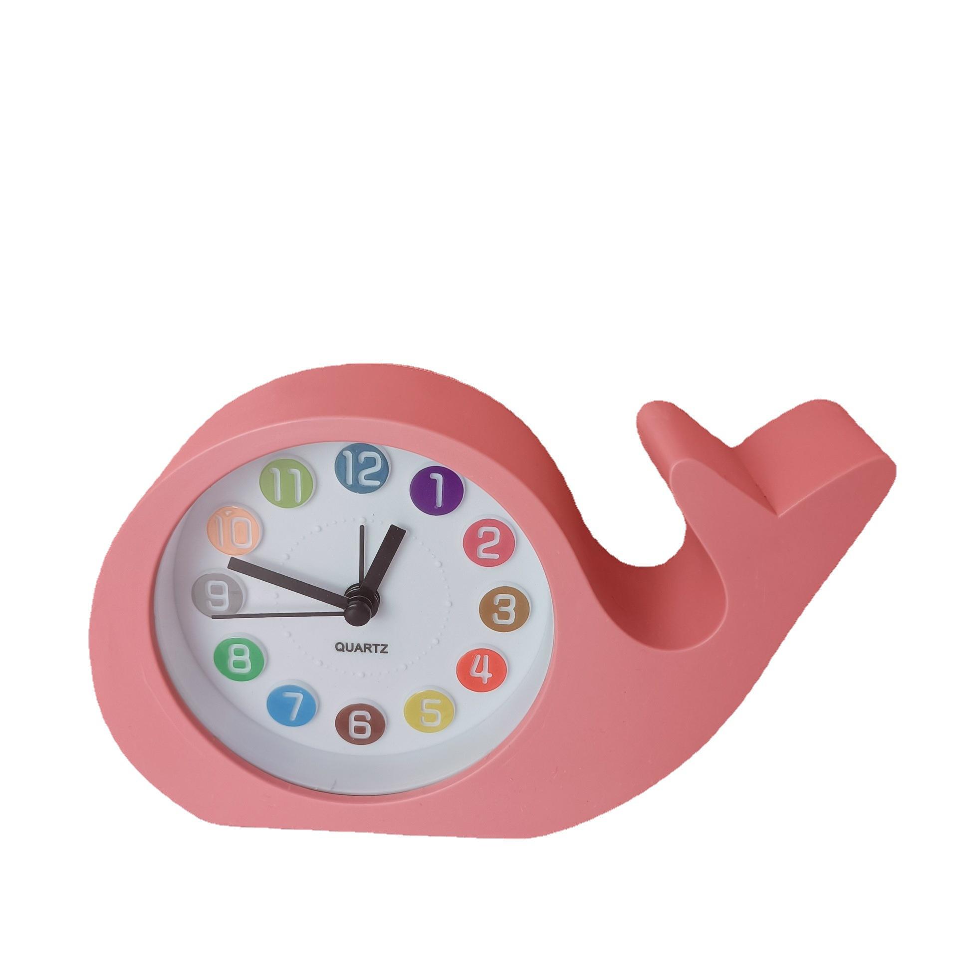 simple style dolphin student mini small timepiece fresh alarm clock creative furnishings office desk clock desktop Item Picture