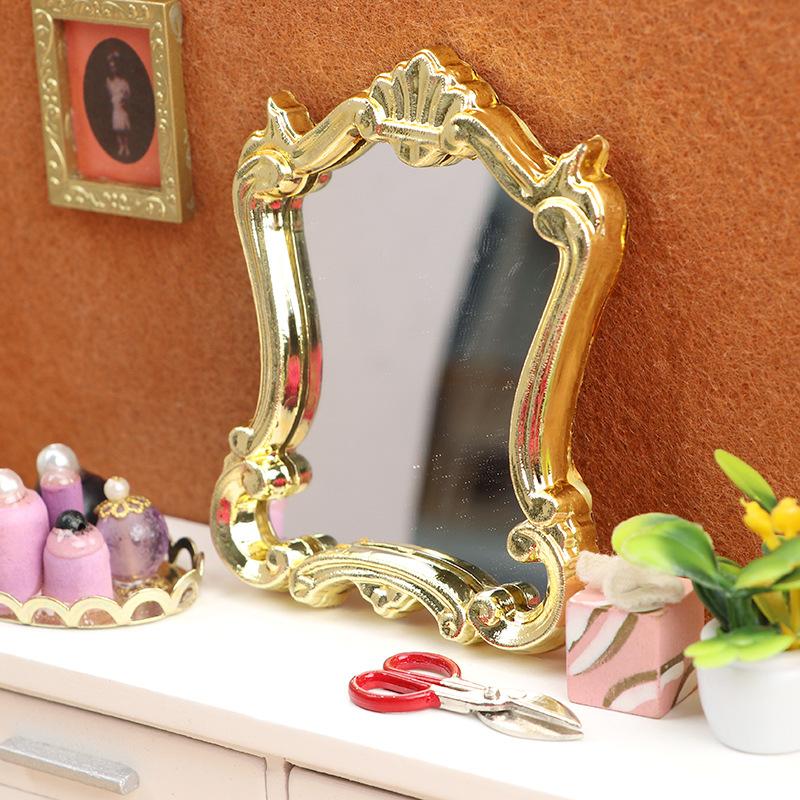 1:12 dollhouse dollhouse mini accessories all-match golden edge chic mirror bedroom bathroom available