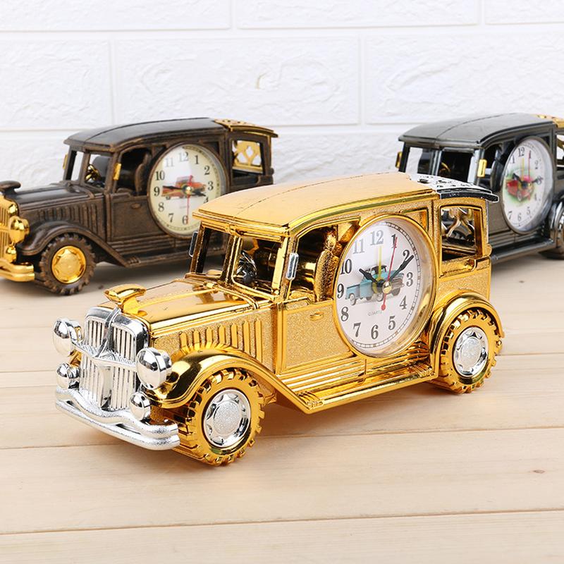 Large Classic Car Model Alarm Clock Retro Simulation Clock Decoration Creative Student Pen Holder Study Bedside Alarm Clock