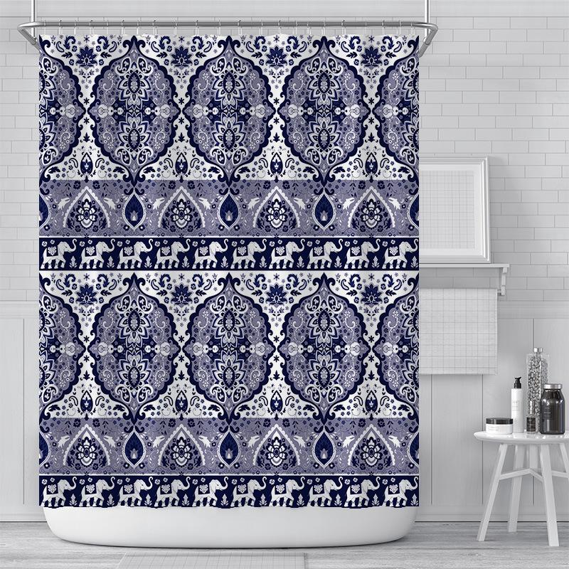 cross-border amazon bohemian mandala shower curtain waterproof polyester shower curtain