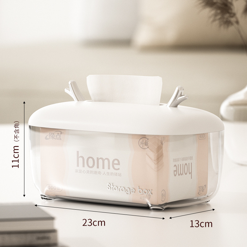 Y218-JX2301 Antler Light Luxury Tissue Box, transparent storage box for living room and bathroom tissues, face towels and masks details Picture