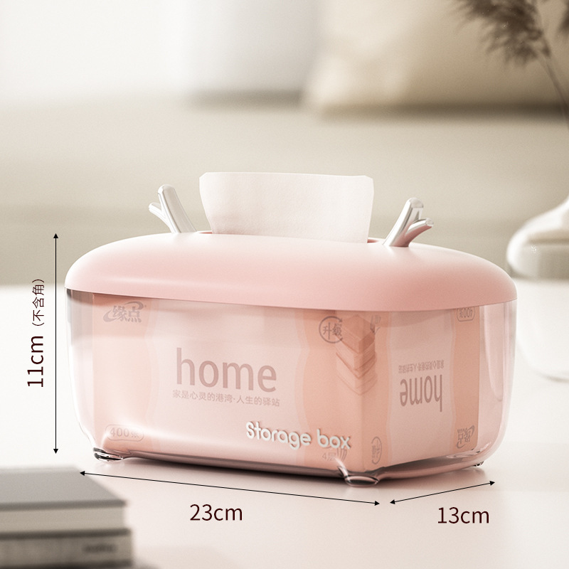 Y218-JX2301 Antler Light Luxury Tissue Box, transparent storage box for living room and bathroom tissues, face towels and masks Specification image