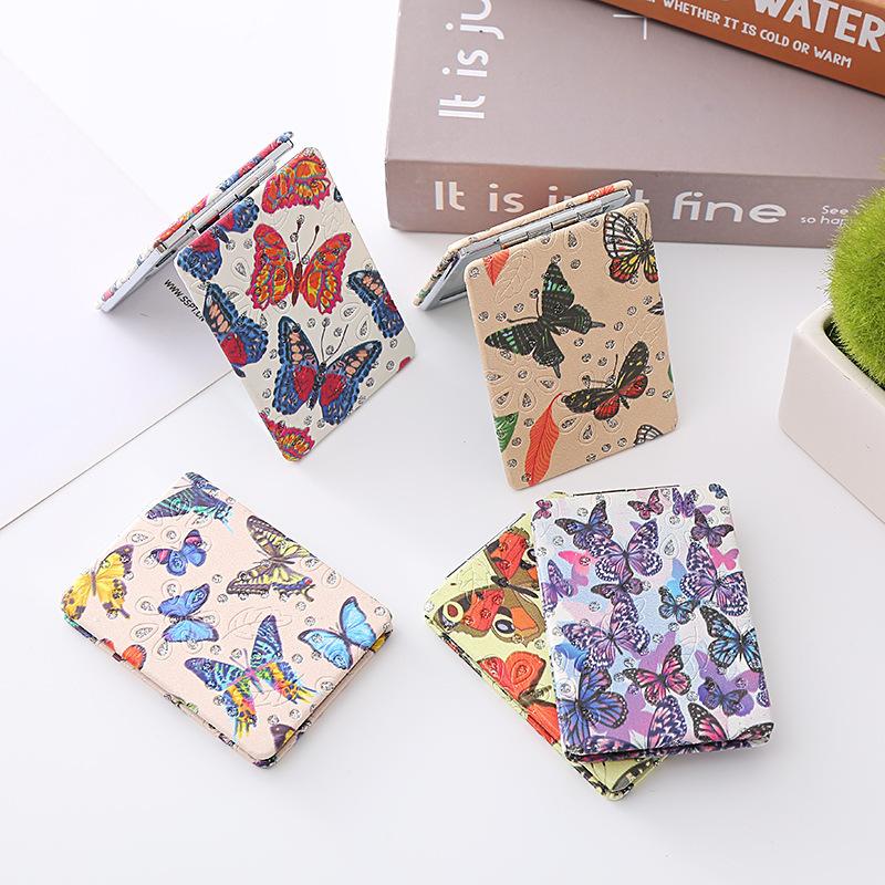 Shiny Butterfly Folding Mirror Good-looking Romantic Rectangur Portable Mirror Retro Style Portable Mirror Compact Specification drawing