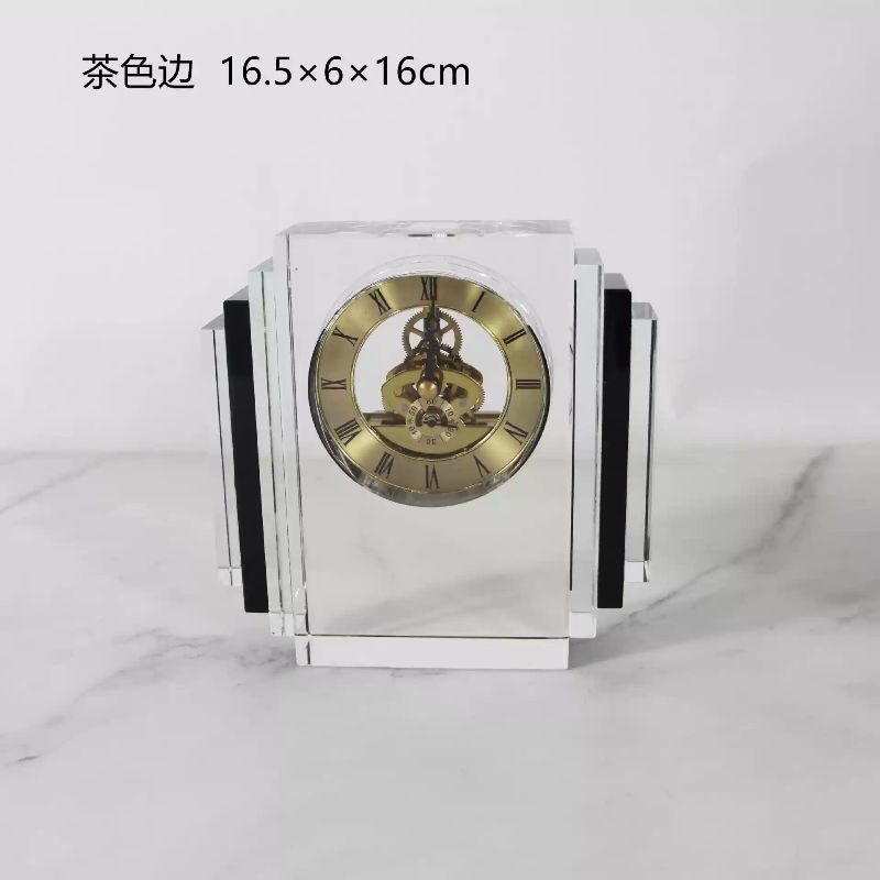 Light luxury crystal sitting clock, clock table ornaments, living room entrance, bookcase, TV cabinet, model room decoration, home soft furnishings details Picture
