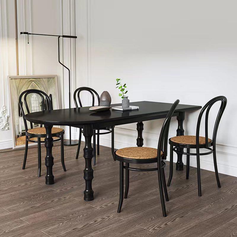french retro solid wood dining table rectangular silent style small apartment wall dining tables and chairs creative personalized dining table black