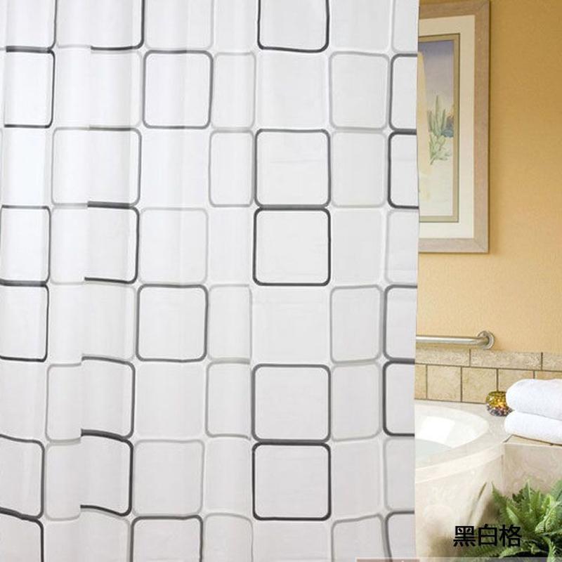 PEVA Shower Curtain Bathroom Curtain Bathroom Curtain Partition Curtain Set Square Grid Shower Curtain Cloth Shower Curtain Door Curtain with Hook