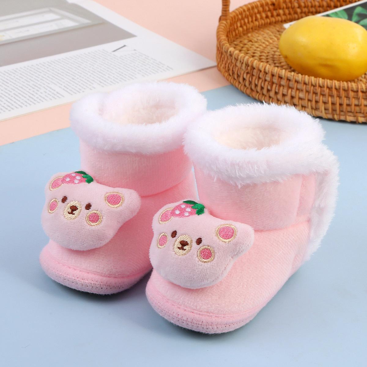 baby children's winter long cotton shoes winter baby shoes suede one-year-old toddler shoes soft bottom non-slip toddler