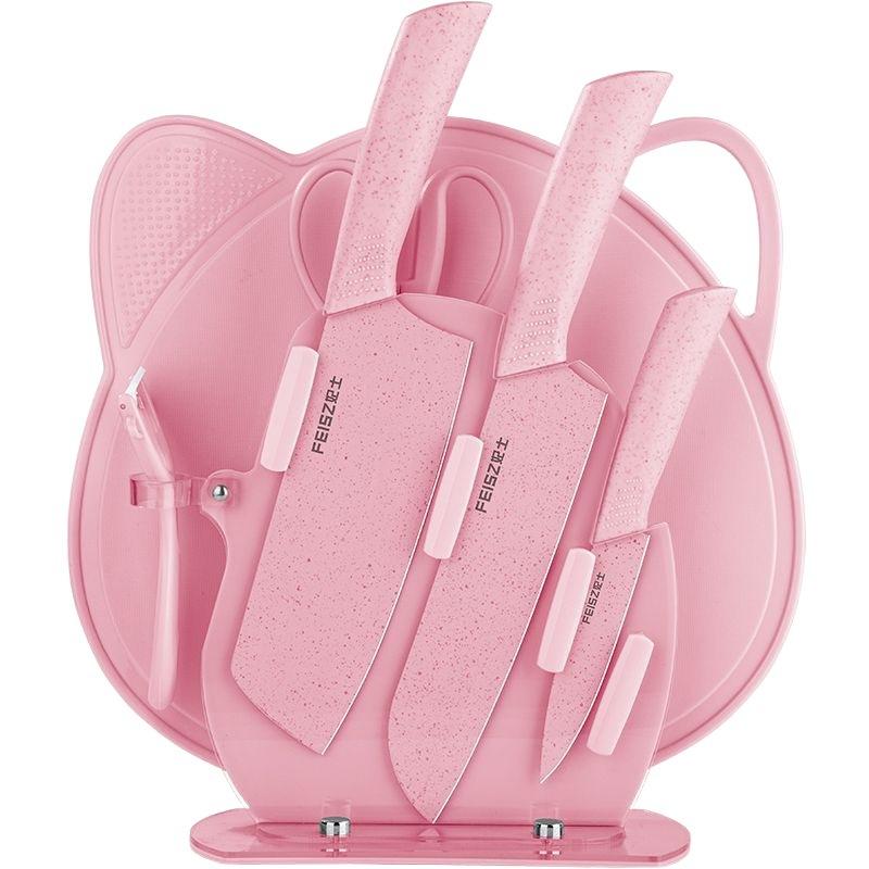 kitchen knife kit full set household complementary food kitchen knife cutting board two-in-one dormitory sharp fruit cutting knife combination Item Picture