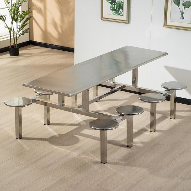 thickened stainless steel dining table school student canteen restaurant staff one-piece snack table folding dining table and chair