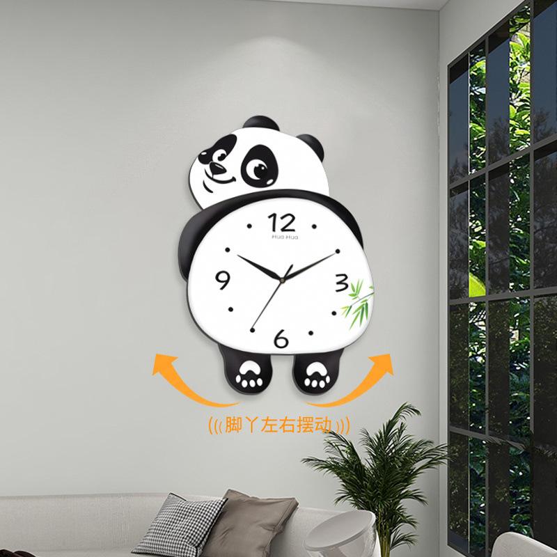 internet celebrity panda wall clock living room home calendar clock creative quartz clock mute pocket watch punch-free clock