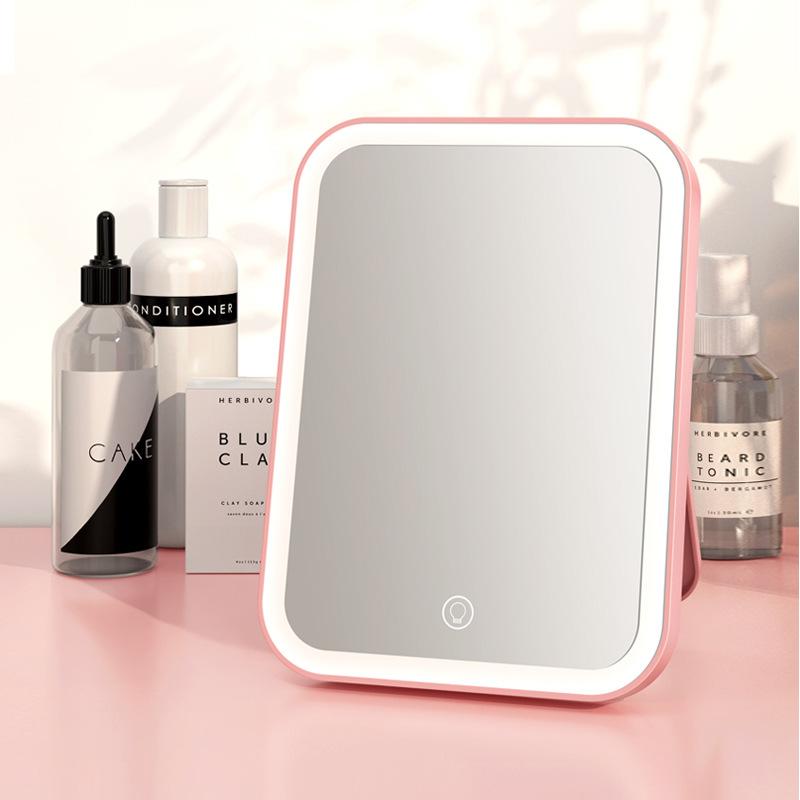 led make-up mirror with light fill desktop desktop vanity mirror female folding internet celebrity student dormitory beauty small mirror details Picture