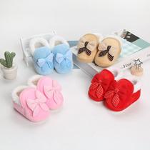 baby and infant shoes soft bottom autumn and winter children's fleece-lined winter bow baby shoes baby shoes toddler shoes