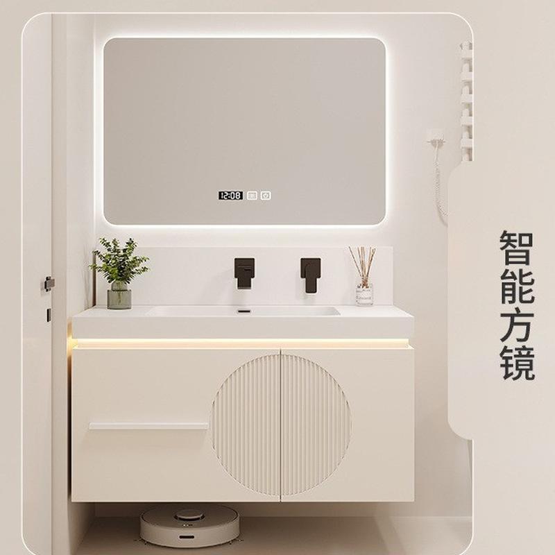 cosmetic mirror bathroom cabinet combination smart washbasin cabinet combination floor ceramic integrated skin feeling integrated wash basin Application Scenario