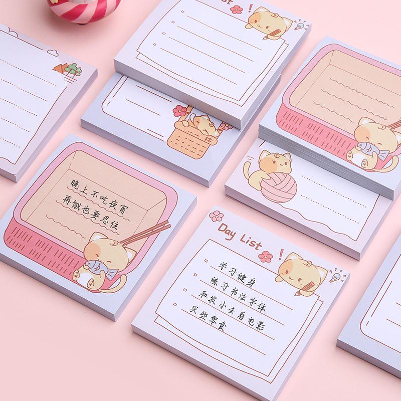 cute cat style sticky notes student 80 sheets note paper tearable note sticker note message memo notepad