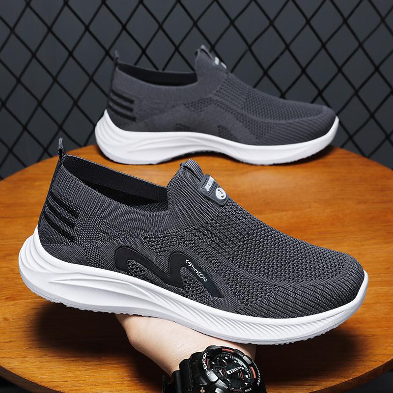 Shoes Men 2023 New Sports Old Men's Shoes Men middle-Aged and Elderly Couple Walking Shoes Summer Breathable Flying Woven Shoes