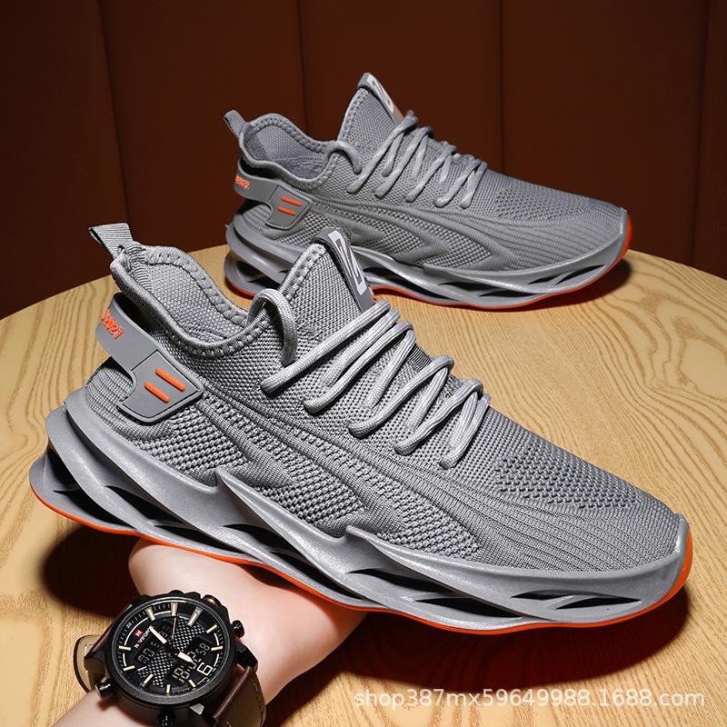 cross-border men's sports casual daddy shoes wholesale new fly woven mesh breathable shock absorption running shoes sports running shoes