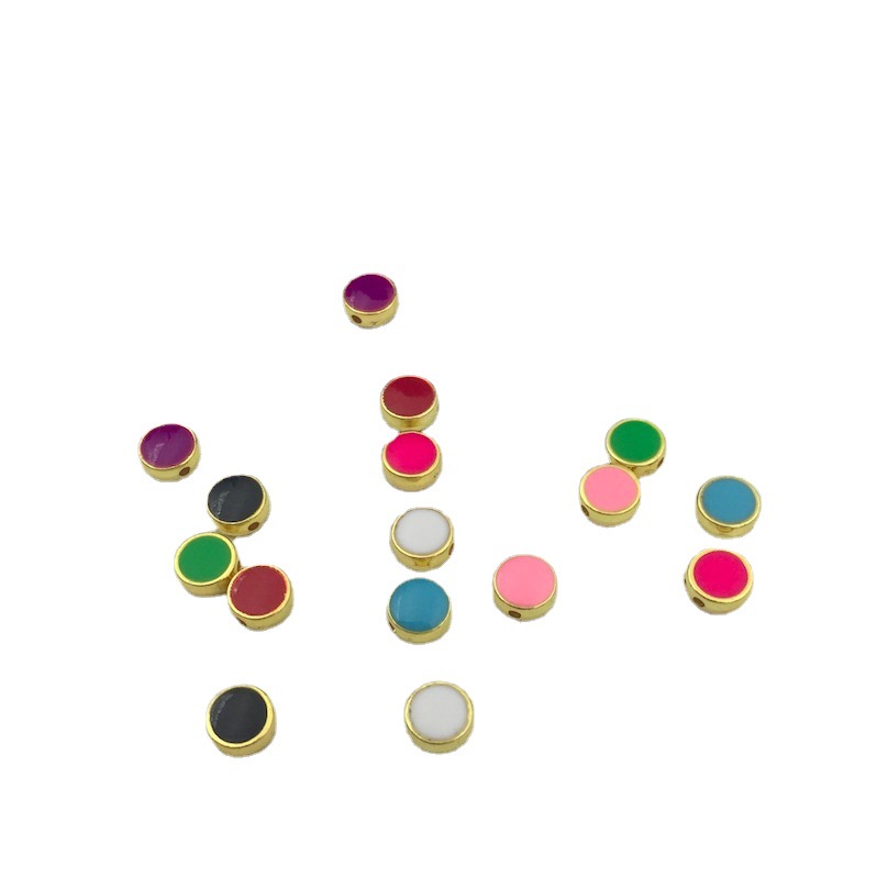 diy jewelry accessories wholesale, double-sided oil-dripping 8mm round loose bead plastic material source manufacturer detail image 2