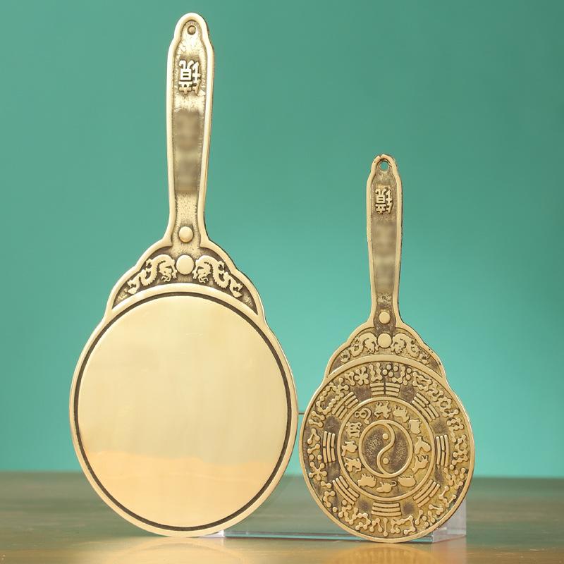 wholesale bronze mirror twelve zodiac bronze mirror hand-hold mirror bronze ba gua mirror home crafts ornaments copper ware details Picture