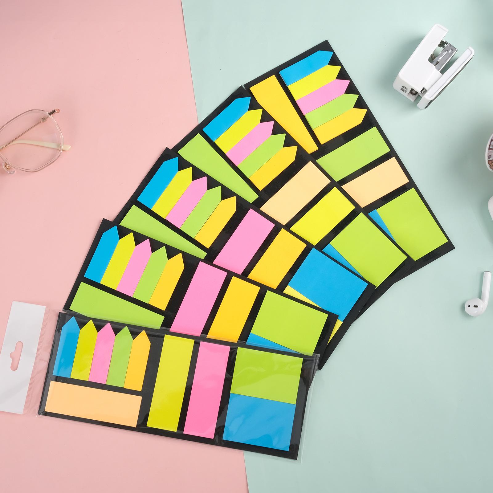 fluorescent color multicolor sticky notes bar-shaped index stickers students leave messages with arrows stick label factory in stock straight hair