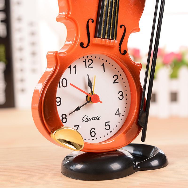 Simulation Violin Alarm Clock Creative Musical Instrument Shape Table Clock Living Room Plastic Decoration Student Desk Clock Clock Specification drawing