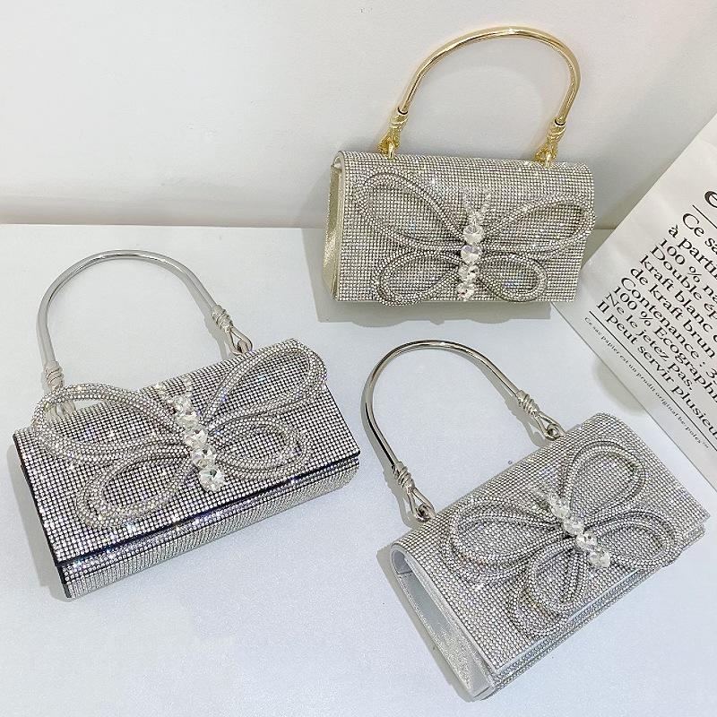 French Minority Butterfly Diamond Bag New Blingbling Rhinestone Diamond Evening Bag Handbag Messenger Bag