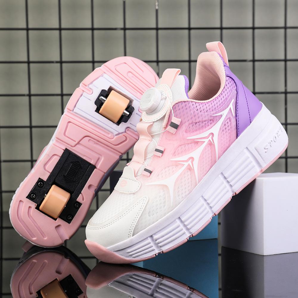 New Children Heelys Boys Double Wheel Girls Skates Students Shoes with Wheels Mesh Breathable Summer Wholesale