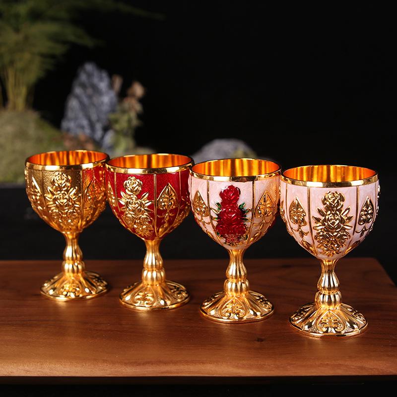 small wine cup european-style high-end 30ml white wine glass creative household vintage metal glass white wine glass