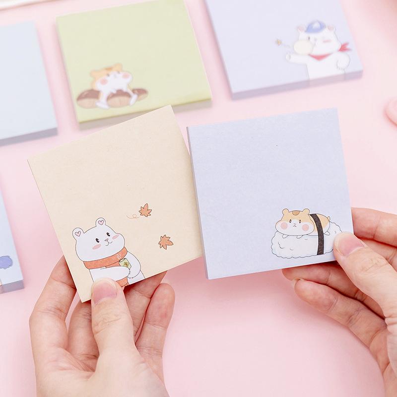 cartoon cute hamster sticky notes ins student message memo notepad classroom casual n times post sticky note