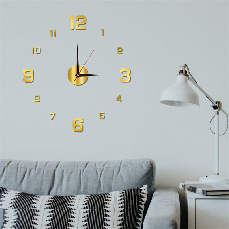 Creative Simple Stylish Luminous Digital Clock DIY Acrylic Noiseless Hanging Clock Study Living Room Wall Sticker Clock Specification drawing