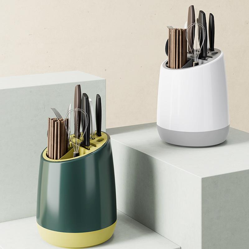 Kitchen Rotating Knife Holder Knife Storage Rack Kitchen Knife Integrated Storage Box Household Multi-Functional Table Top Chopsticks Holder Chopsticks Cage Specification drawing