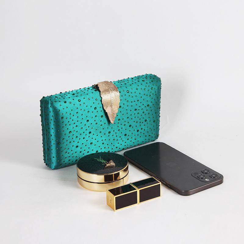 Fashion Bronzing Green Clutch Metal Leaf Evening Bag Annual Party Party Hand Bag Bride Wedding Dress Garment Bag