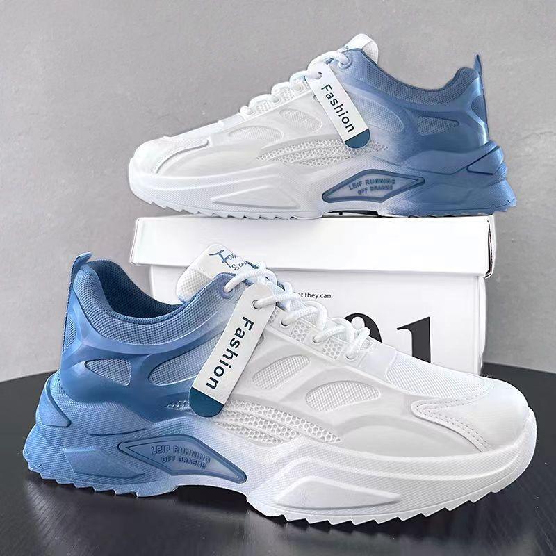 summer men's breathable shoes 2023 new white shoes trendy wild running men's casual sports daddy trendy shoes