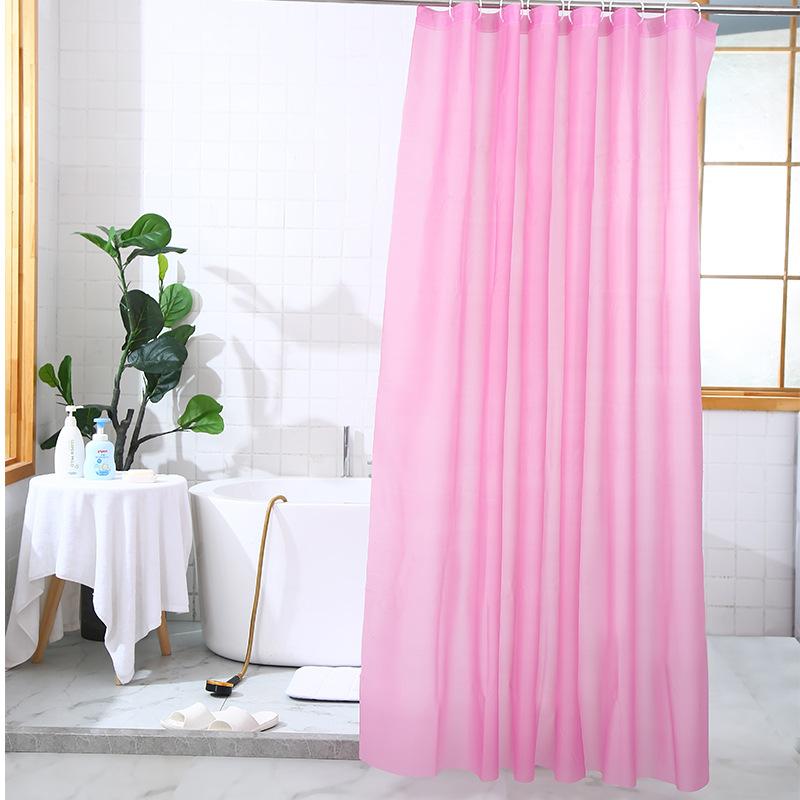 Cross-Border New Arrival Pure Color Shower Curtain PEVA Thickened Waterproof Bathroom Punch-Free Partition Curtain Toilet Privacy Shower Curtain