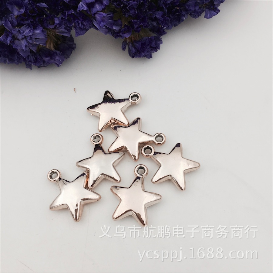 diy plastic jewelry accessories, electroplated silver five-pointed star pendant, beads, necklace, scarf accessories, 23X20X6mm Application Scenario